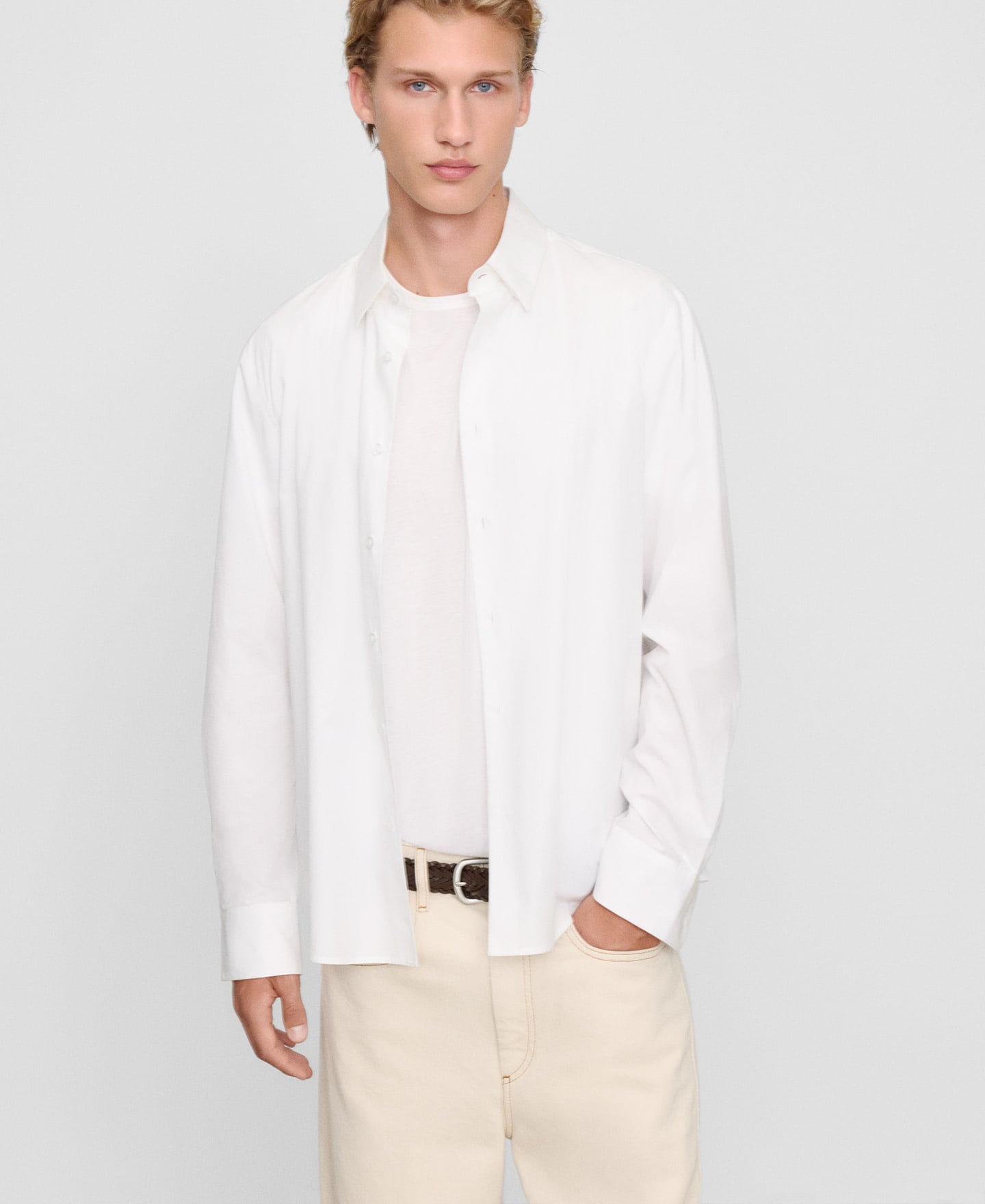 Linen regular fit spread collar shirt image number 0