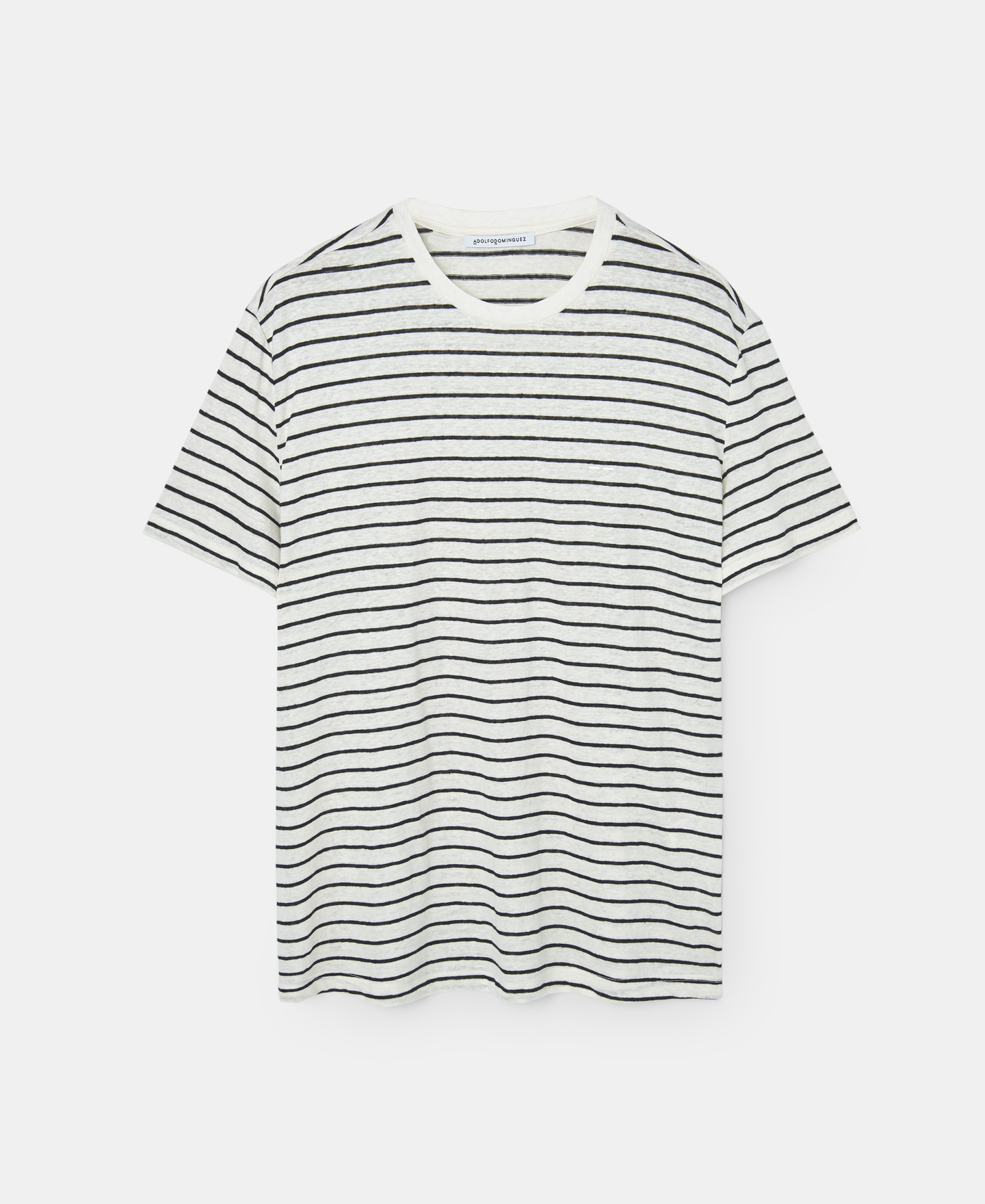 Camiseta blanca rayas en lino image number 4