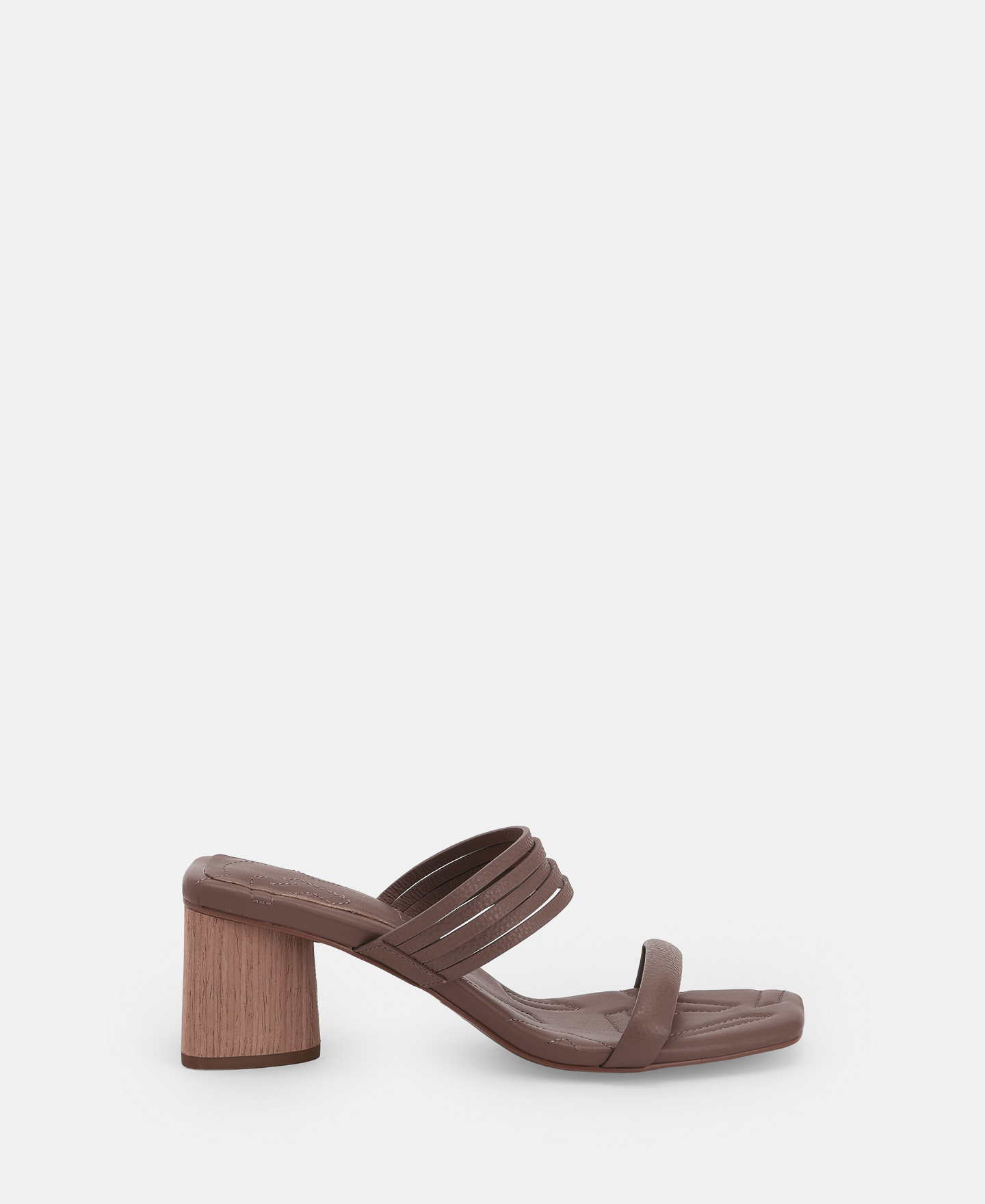 Square leather sandal with wooden heel image number 0