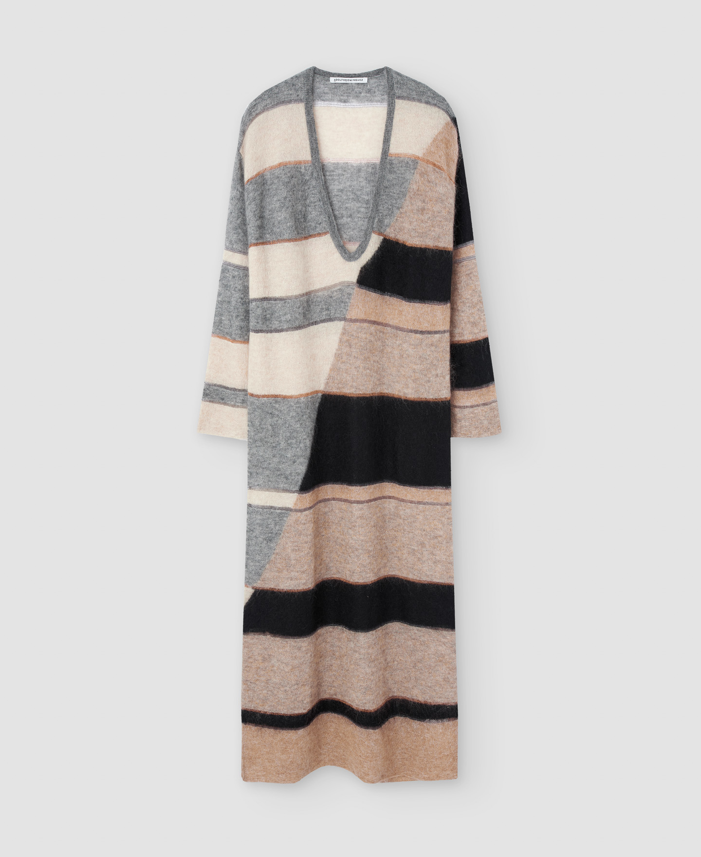 Long striped dress in carded mohair image number 6