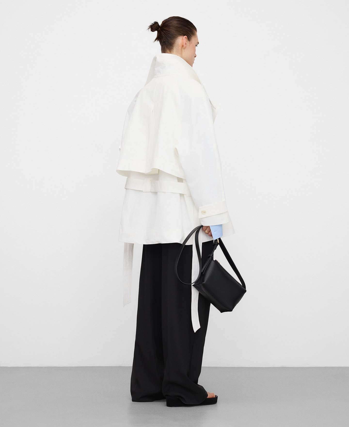 Funnel neck short trench coat image number 2