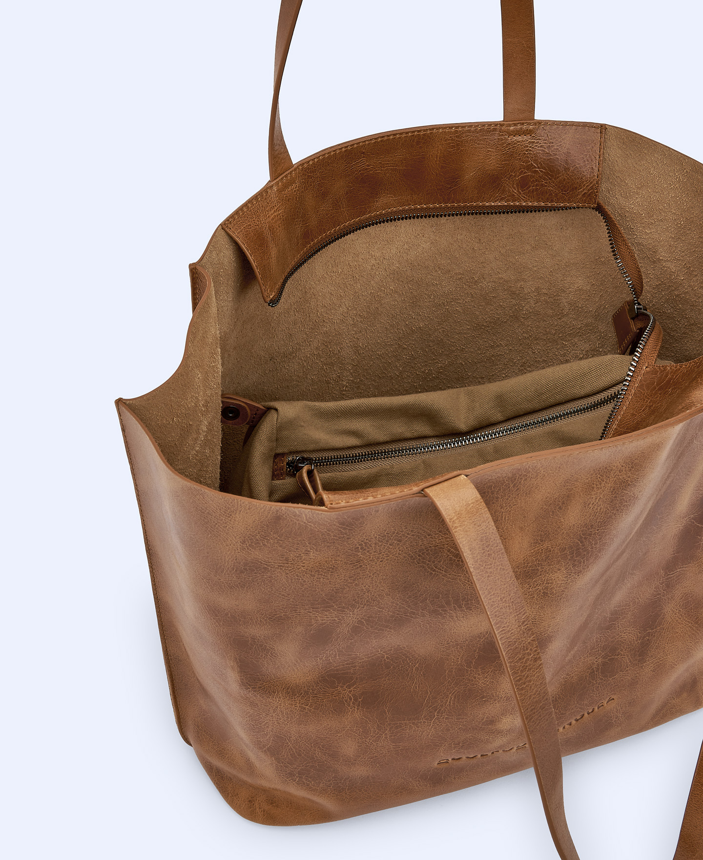 Shopper grande en piel craquelada image number 3