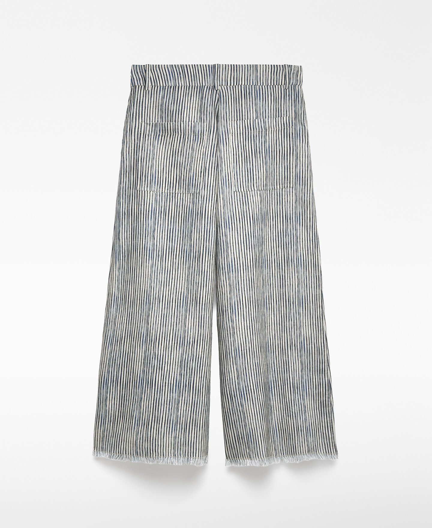 Pantalón culotte rayas lino mujer image number 5