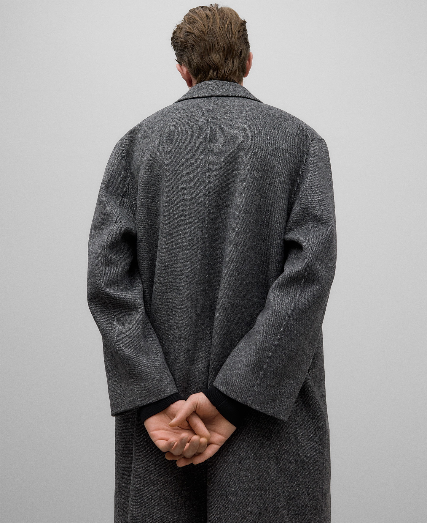 Merino wool blend grey coat man image number 5