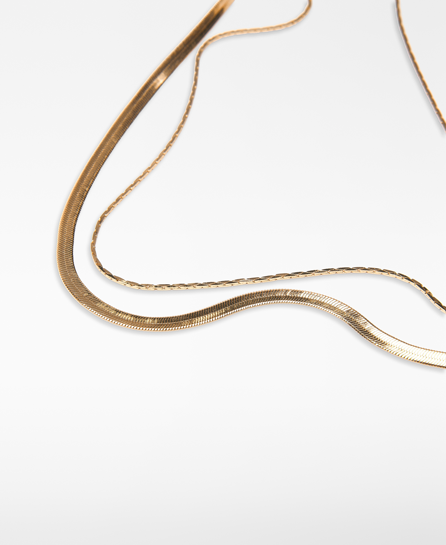 Golden double chain necklace woman image number 1