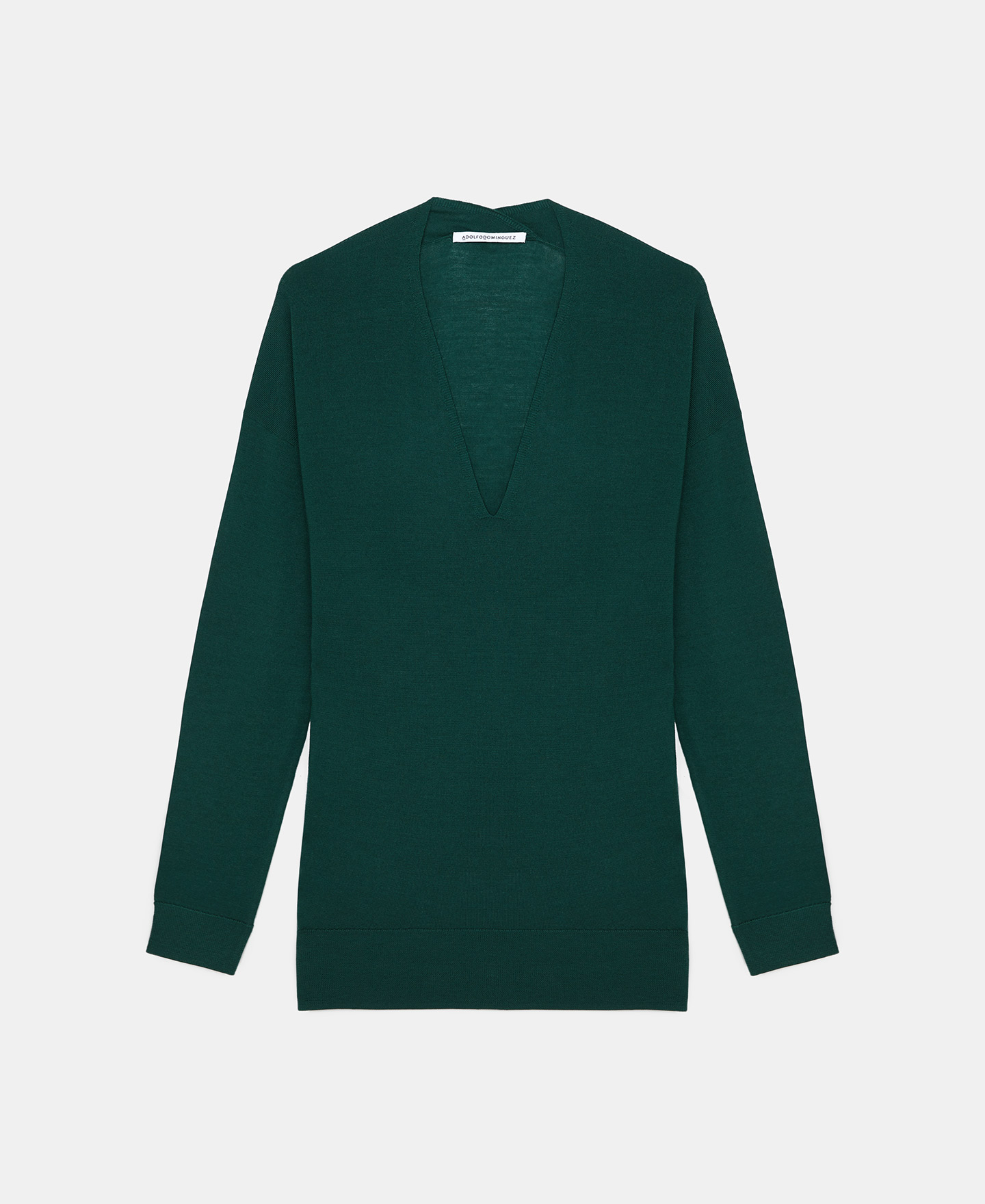 Jersey cuello pico en lana merino image number 4