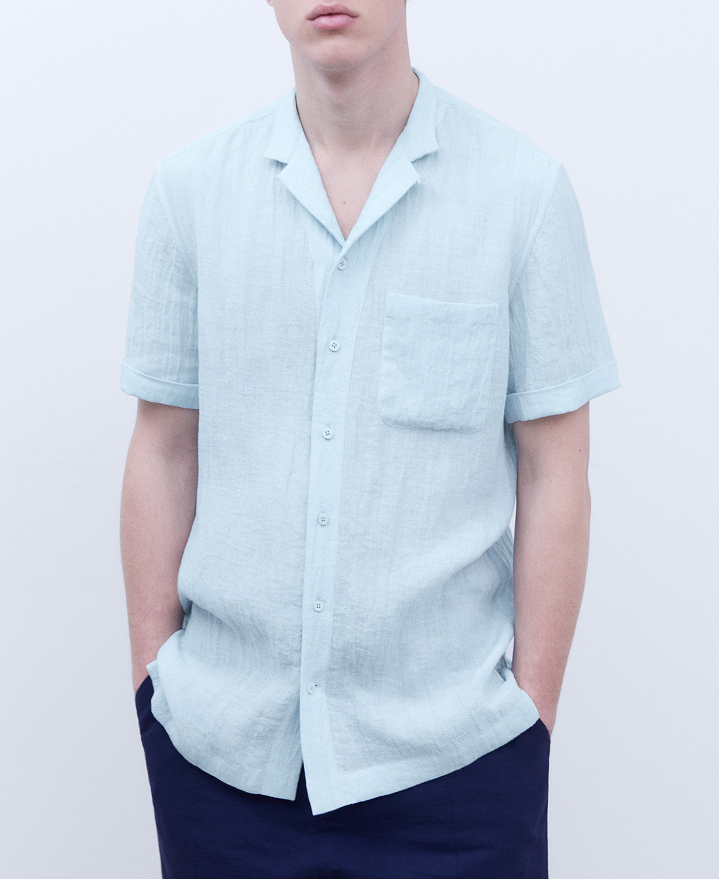Camisa cuello Mao en lino europeo image number 0