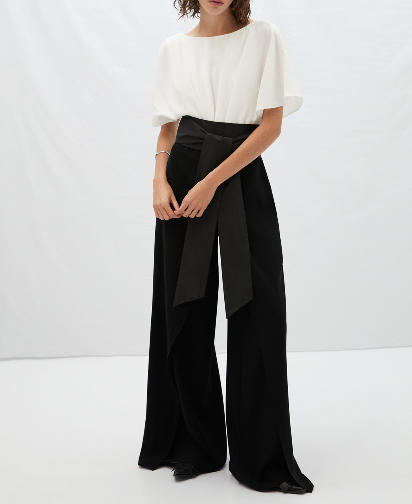 Two-tone jumpsuit with belt detail image number 0