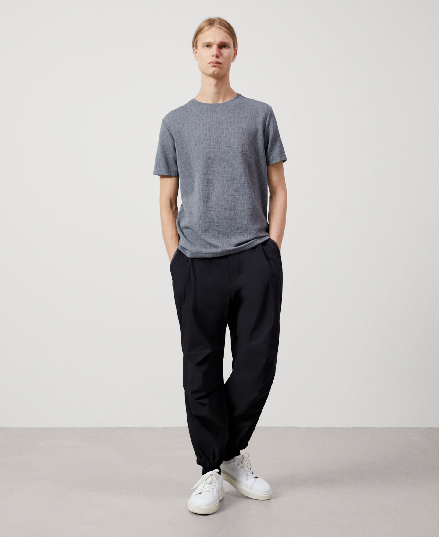 Microdrawing fabric crew neck t-shirt image number 1