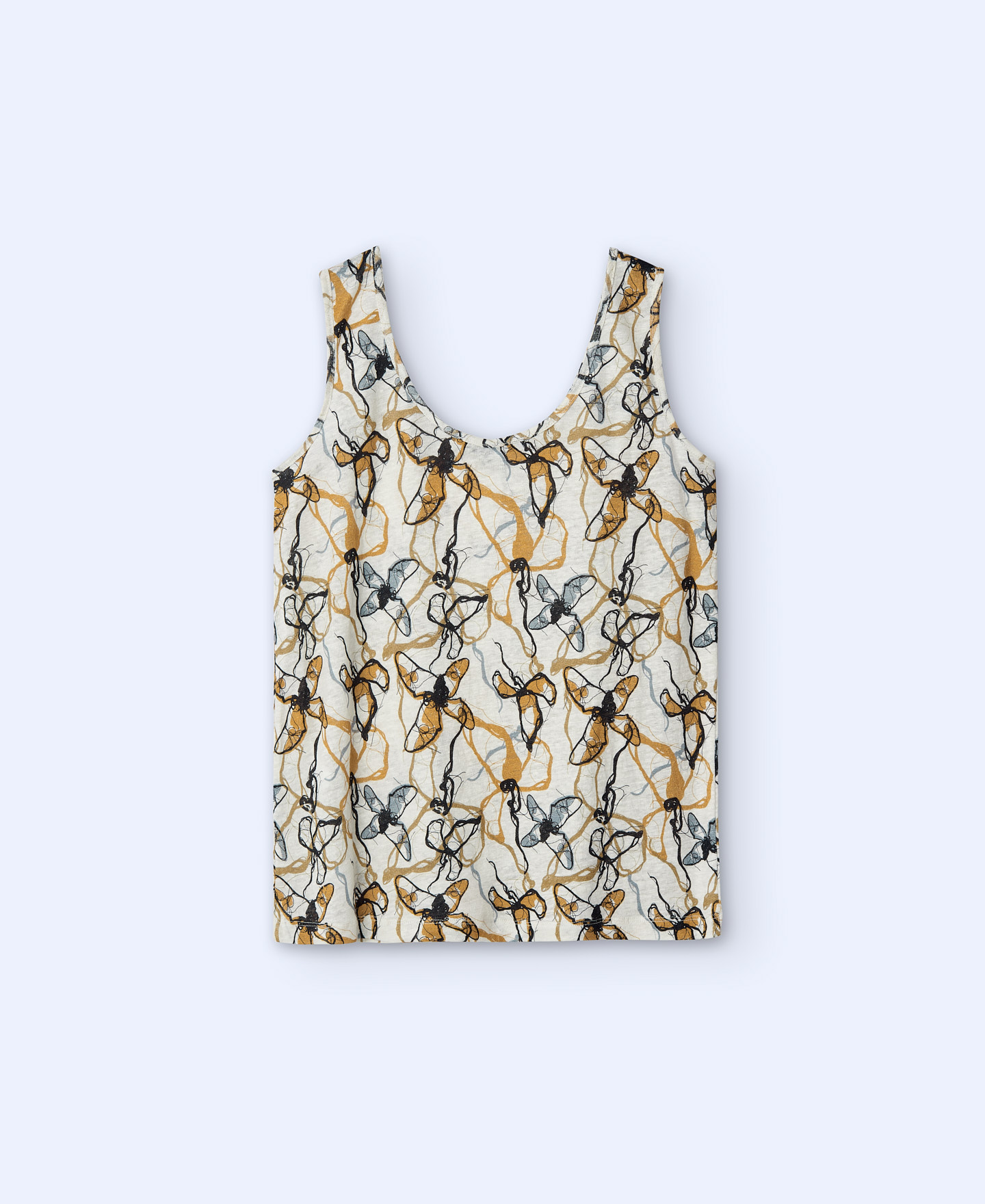 Linen printed sleeveless T-shirt image number 1