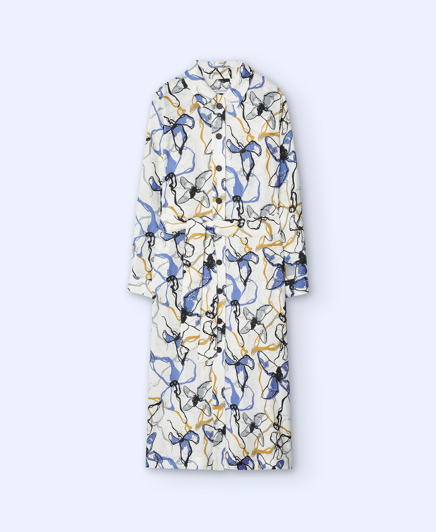 Printed linen shirt dress image number 4