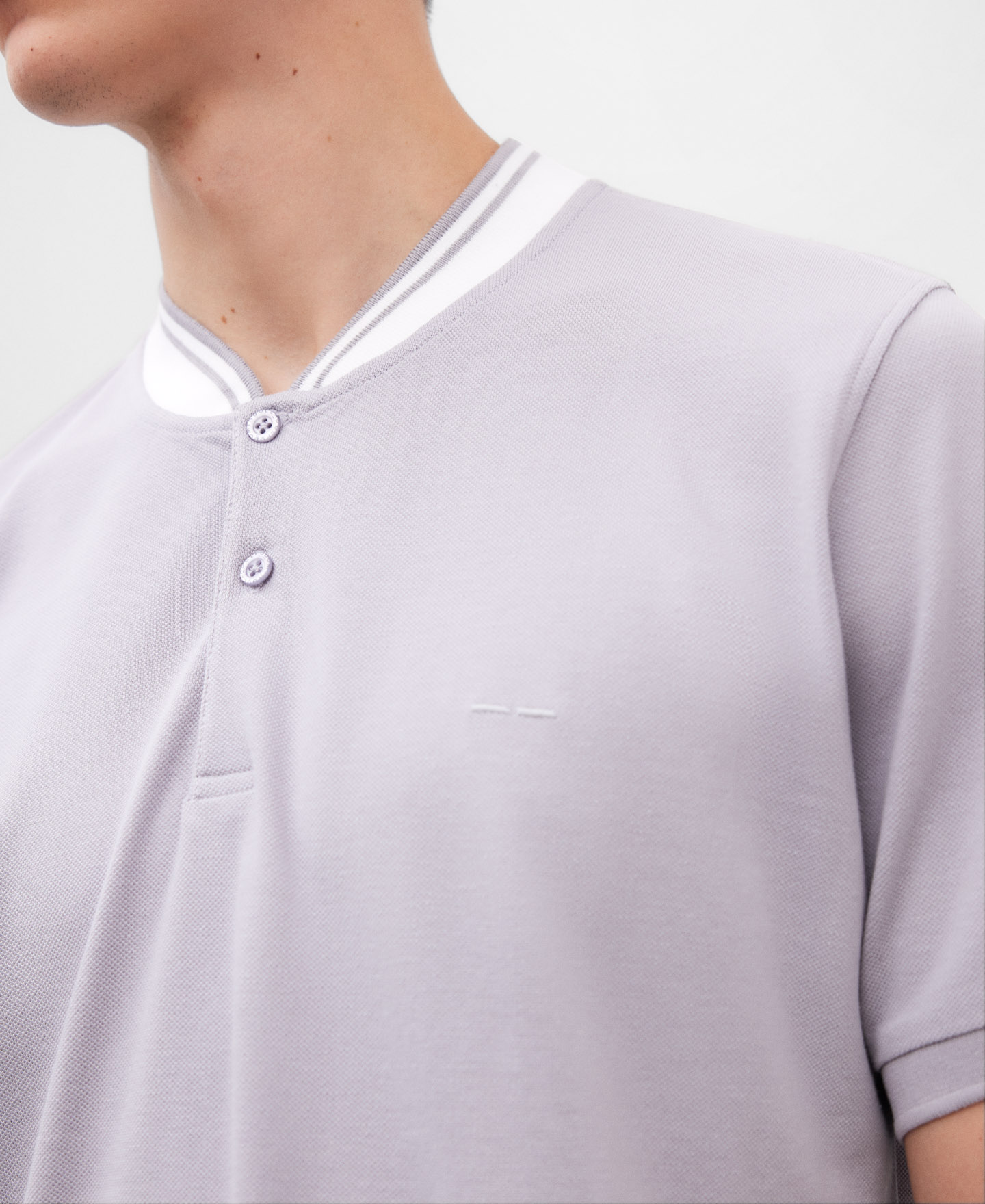 Bomber collar piqué polo shirt image number 3