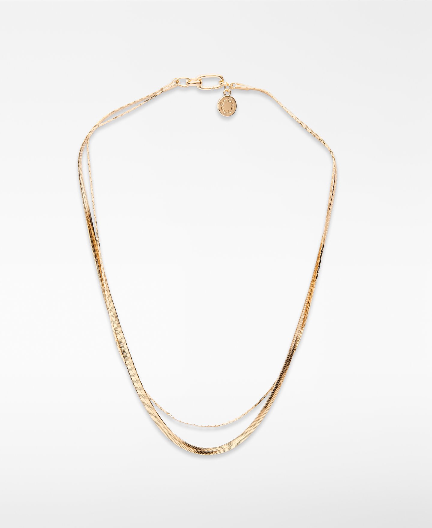 Golden double chain necklace woman image number 0