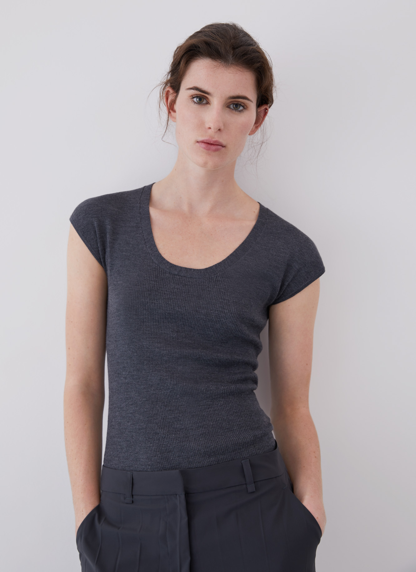 Textured merino wool top image number 0