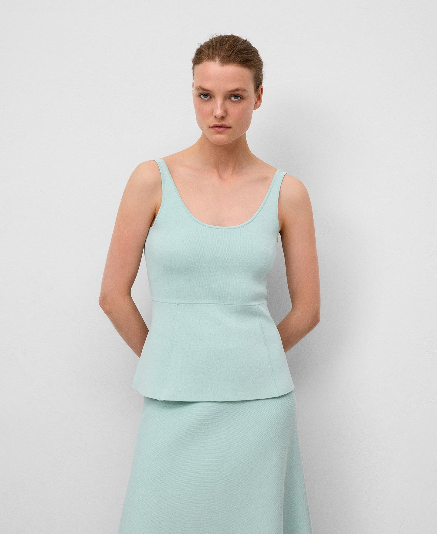 Top peplum punto mujer image number 0