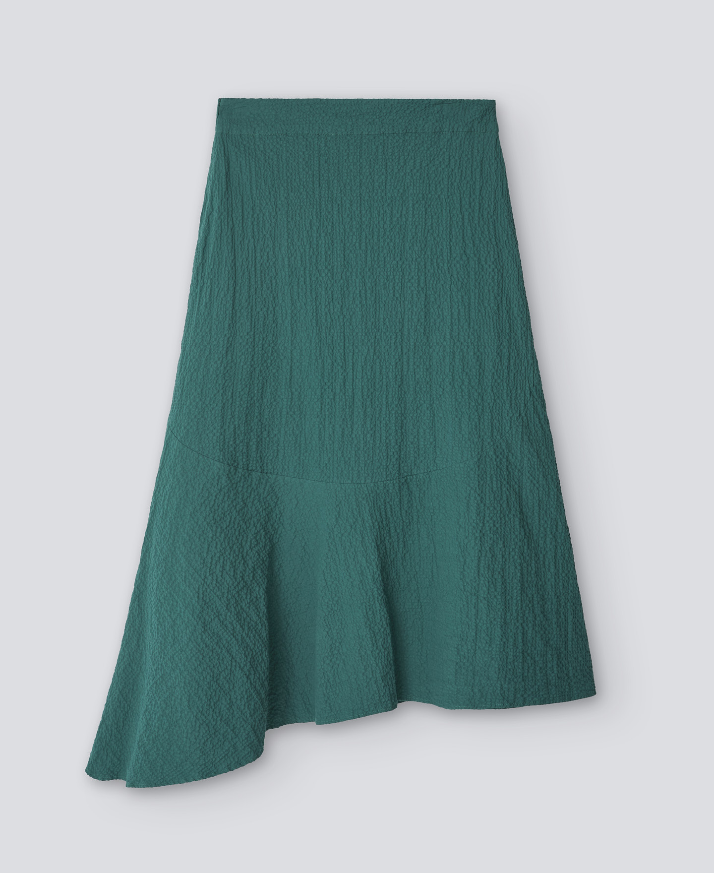 Falda asimétrica en algodón verde mujer image number 5