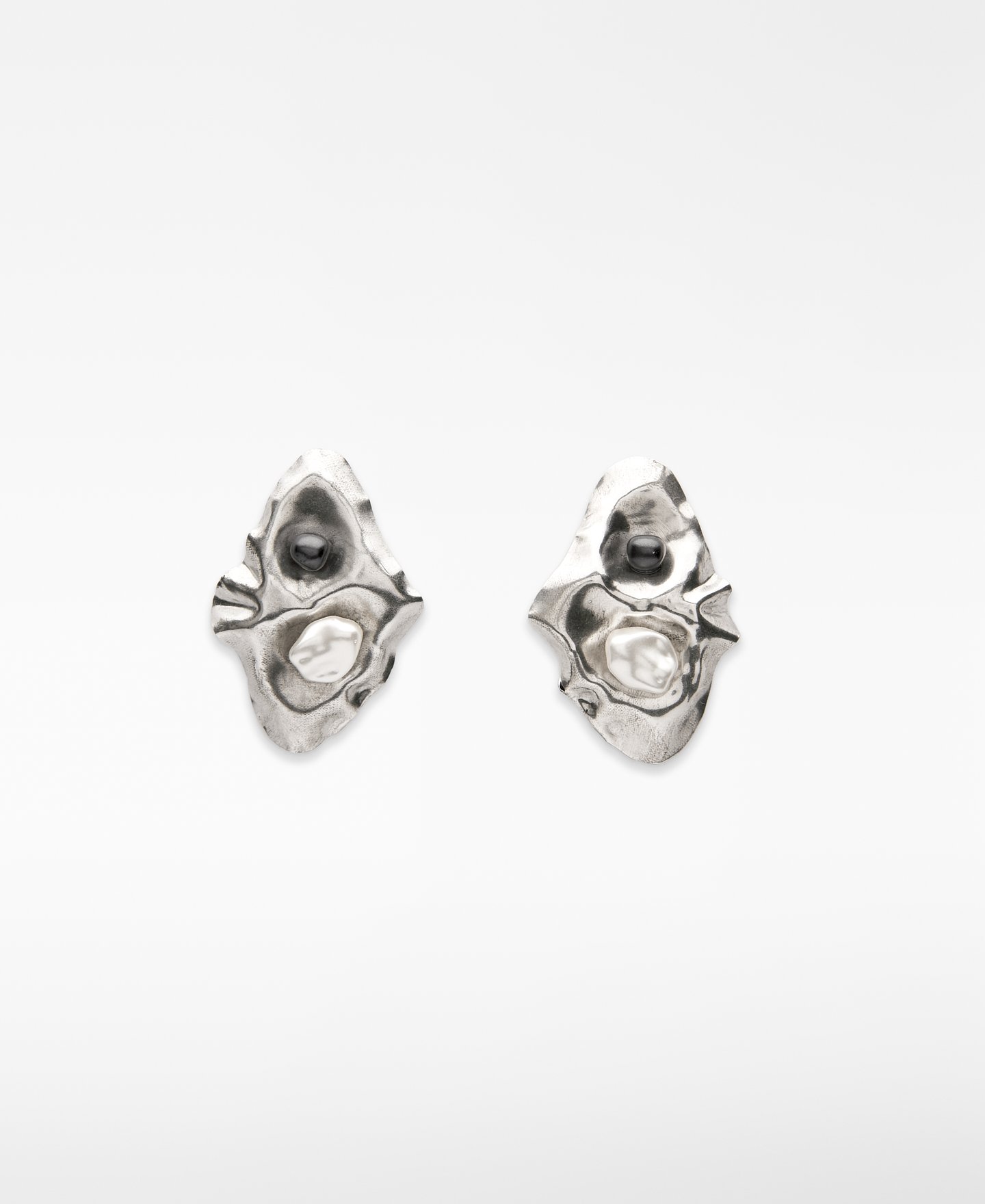 Pendientes metálicos con perla mujer image number 0