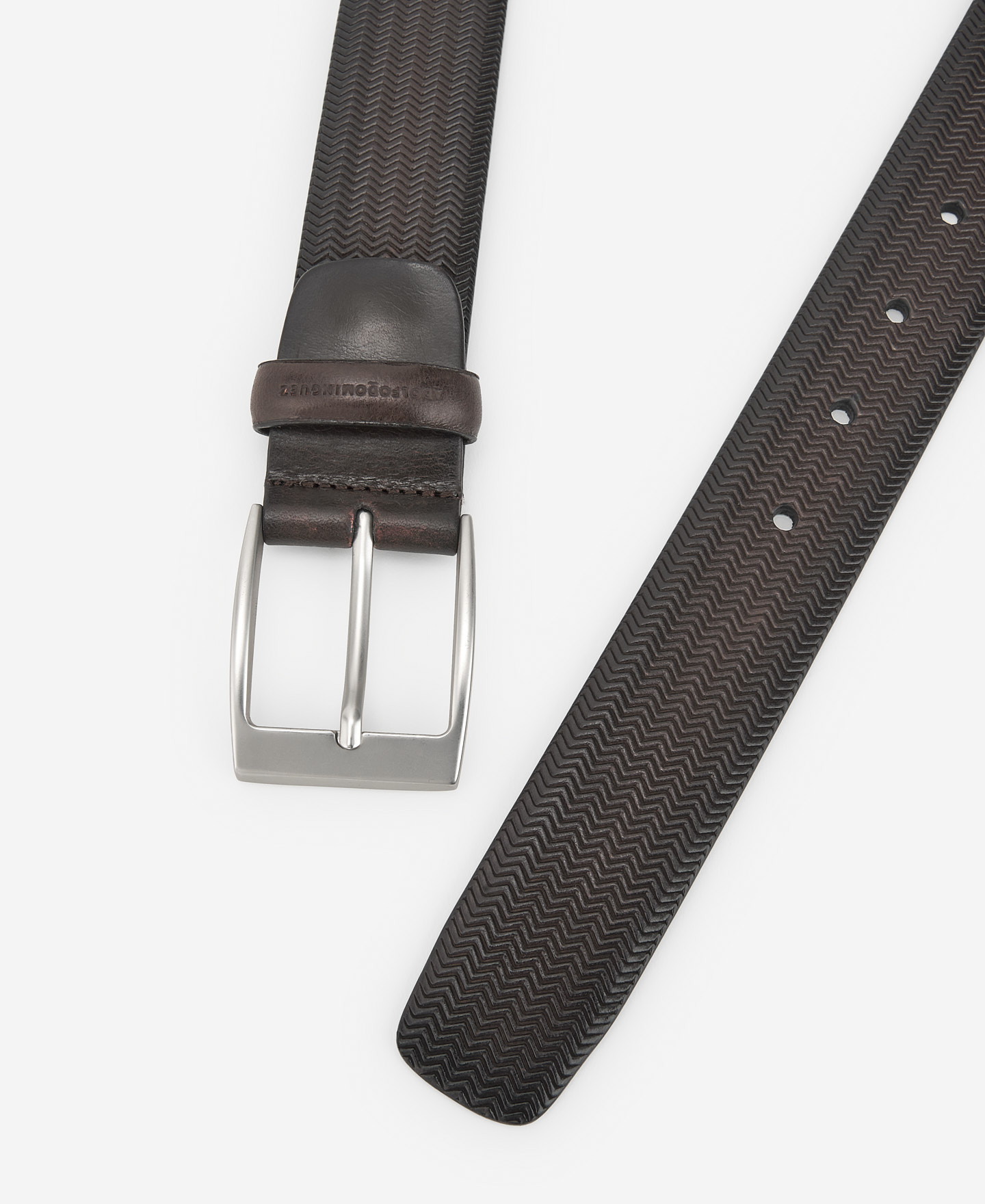 Brown leather textured belt image number 2