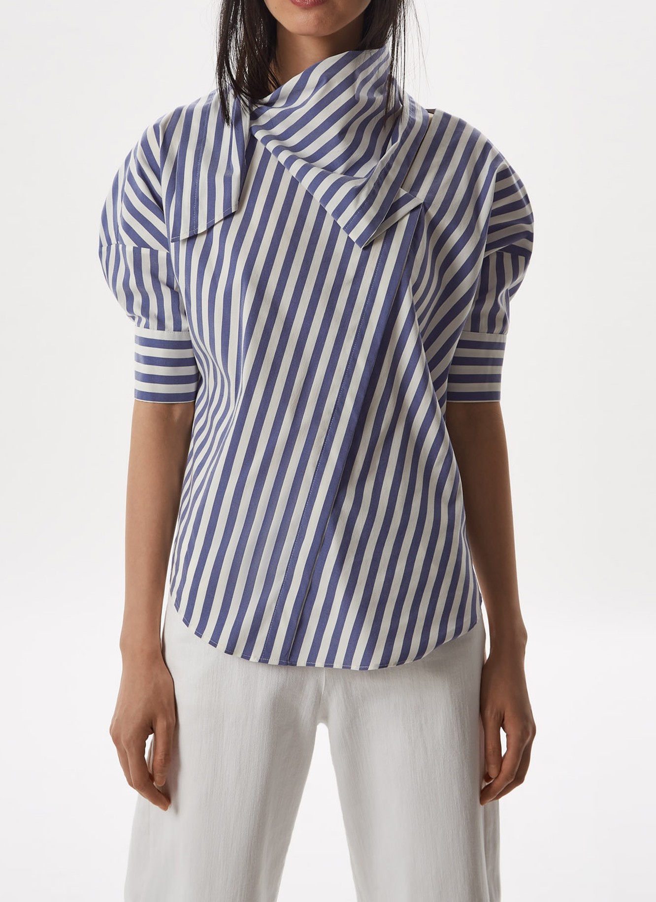 Blouse with scarf detail and puff sleeve image number 0
