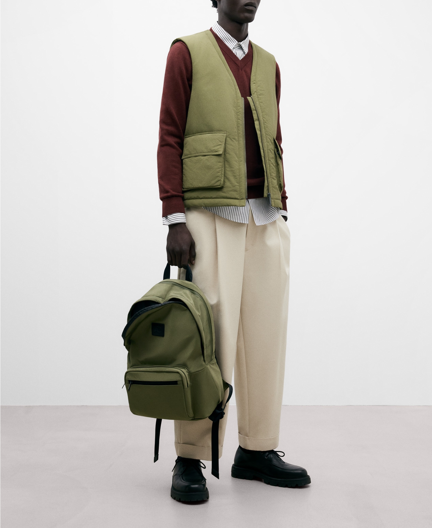Recycled materials khaki backpack image number 5