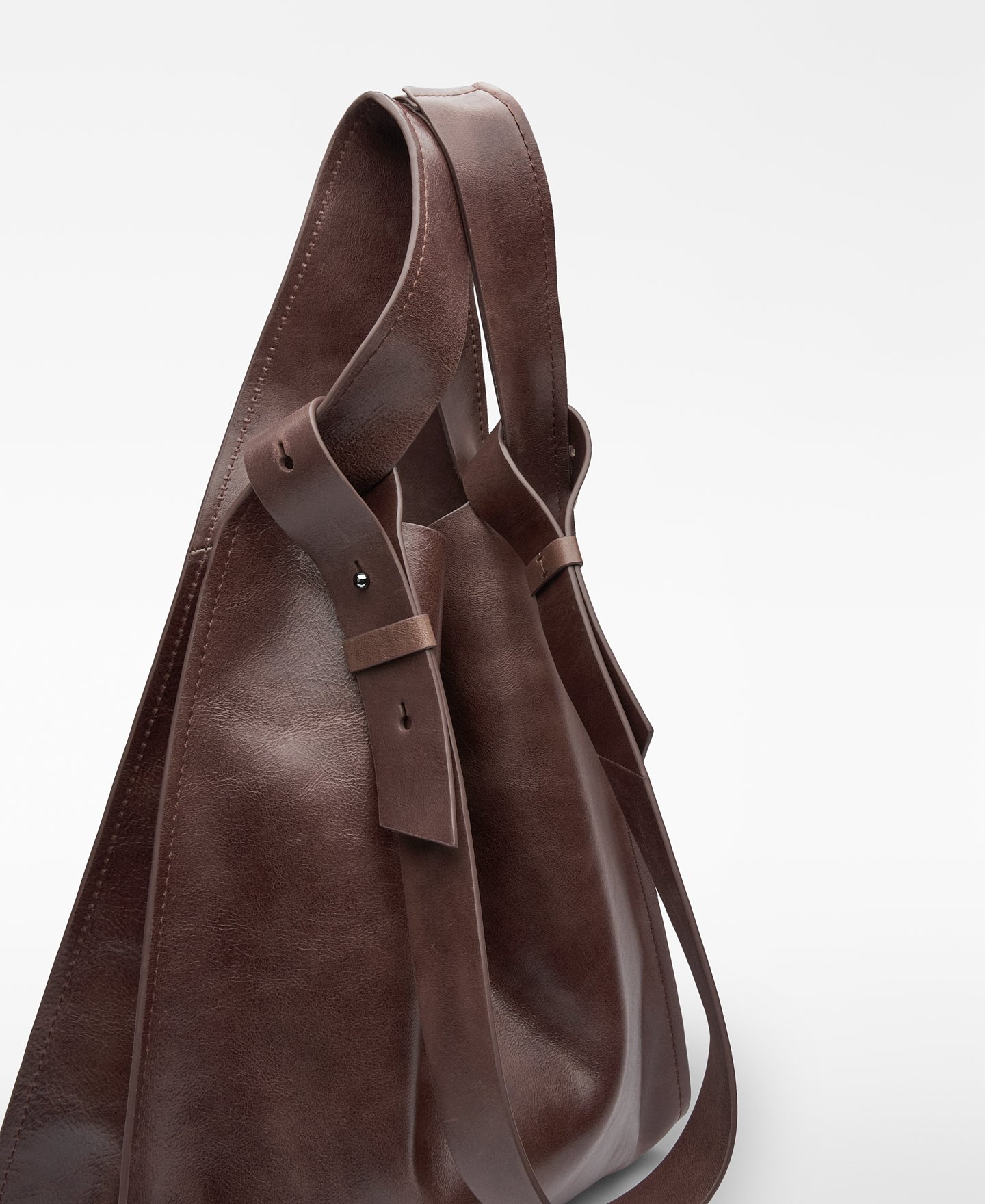 Leather brown shopper bag man image number 2