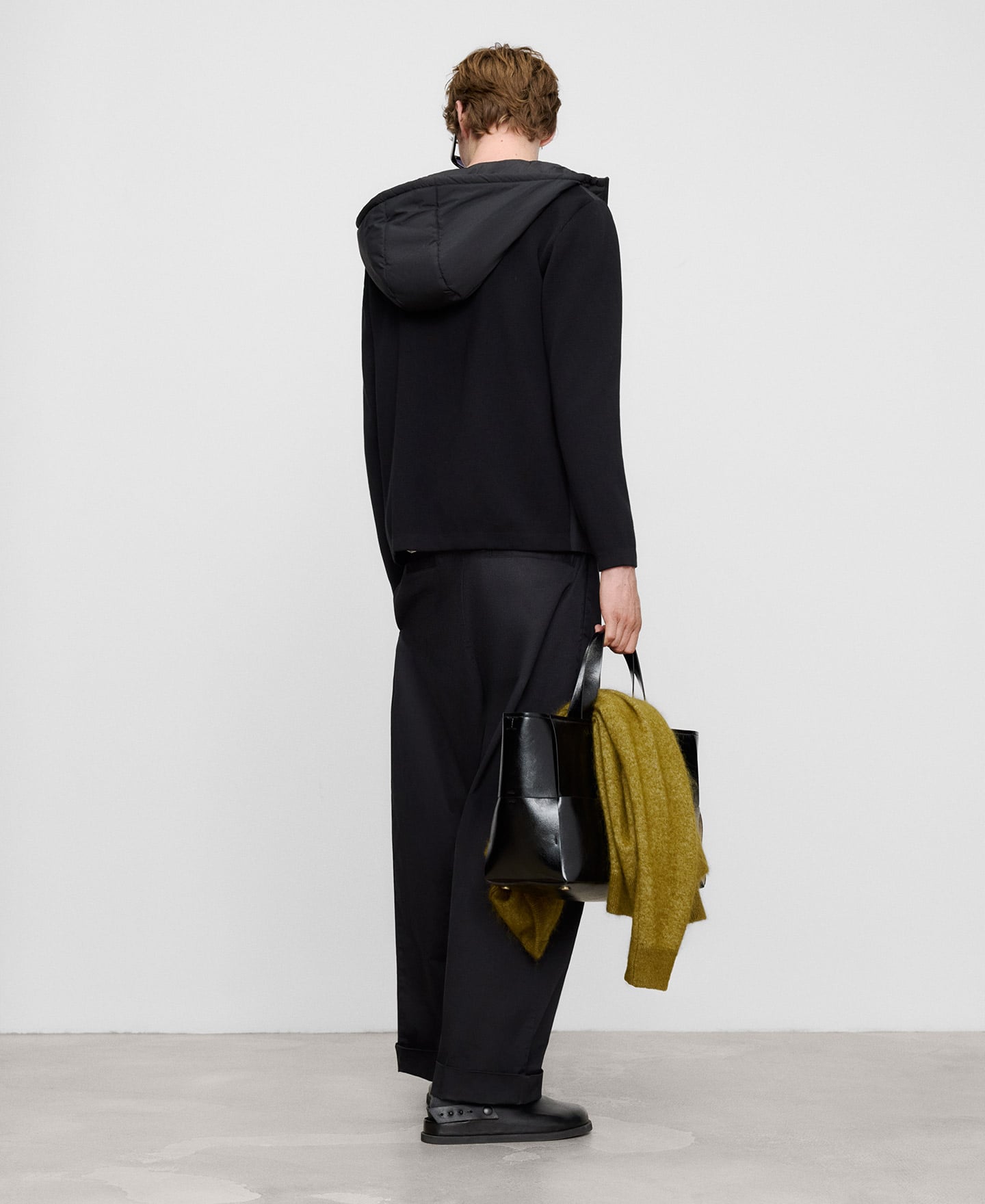 Nylon and knit hooded jacket image number 2