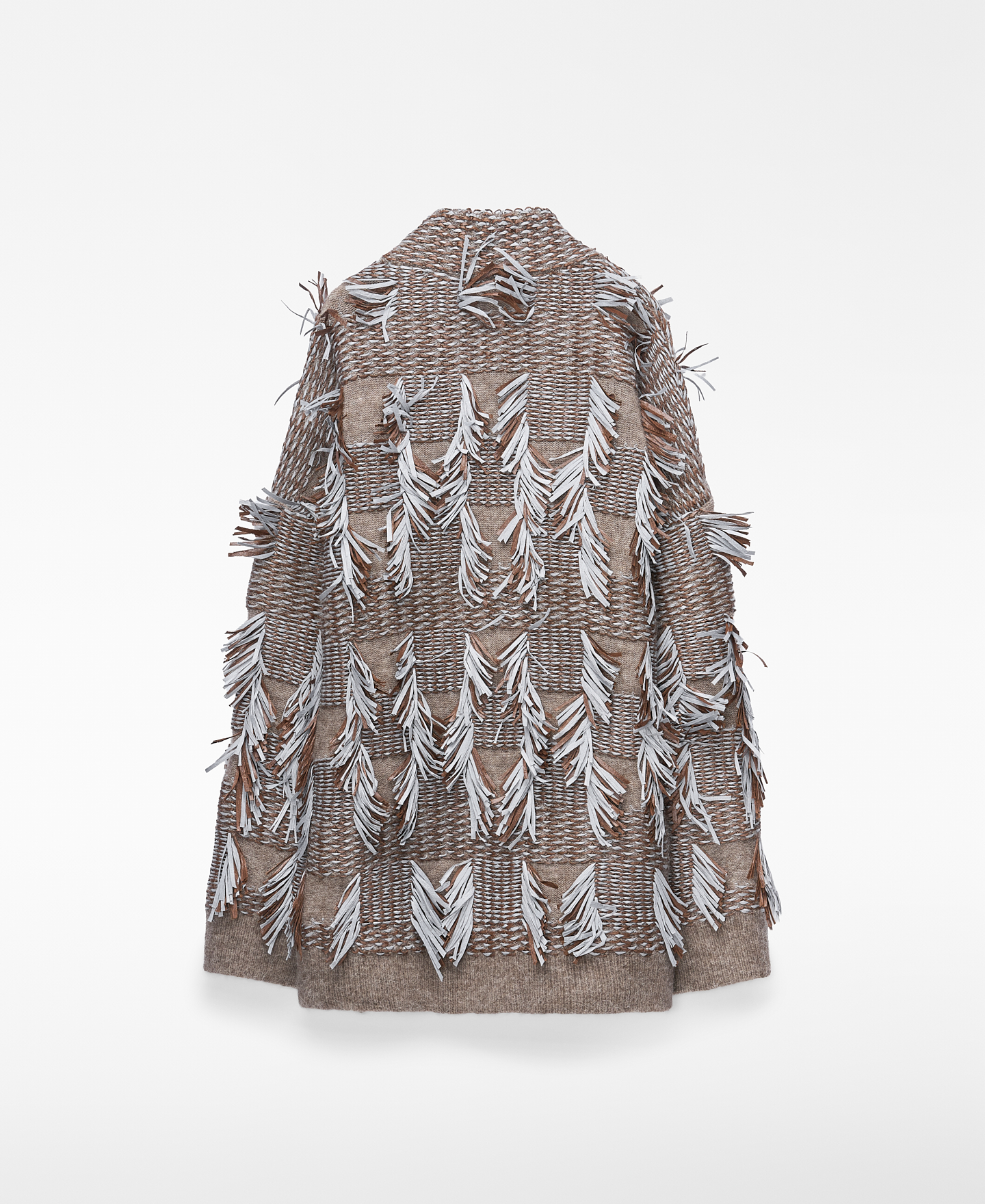 Jacquard oversize cardigan with fringes image number 5
