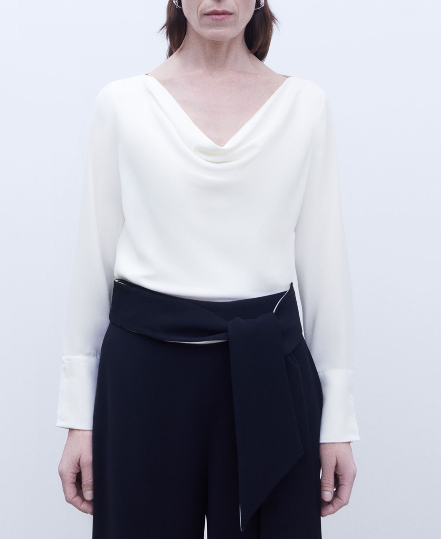 Recycled materials draped blouse image number 0