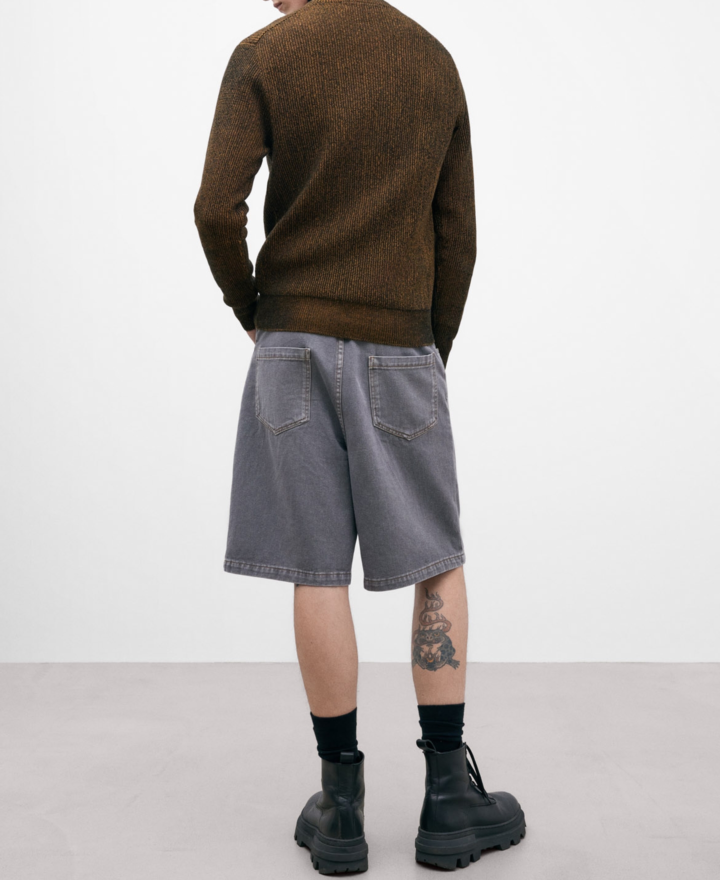 Mixed brown crew neckline sweater image number 2