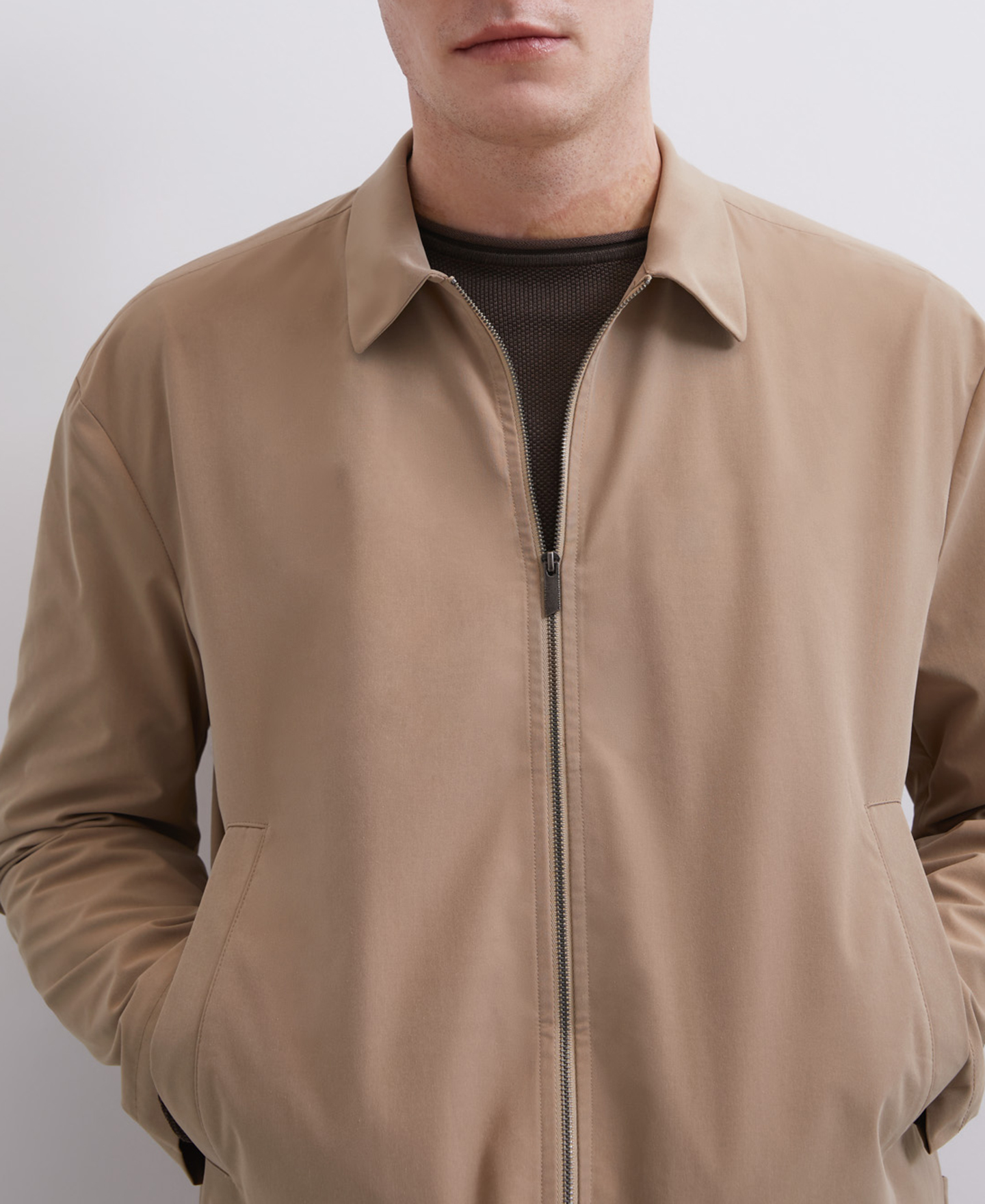 Camel shirt collar jacket image number 2