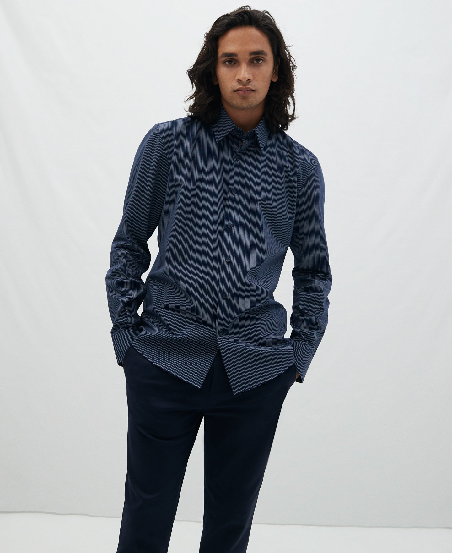 Striped shirt with shirt collar image number 0