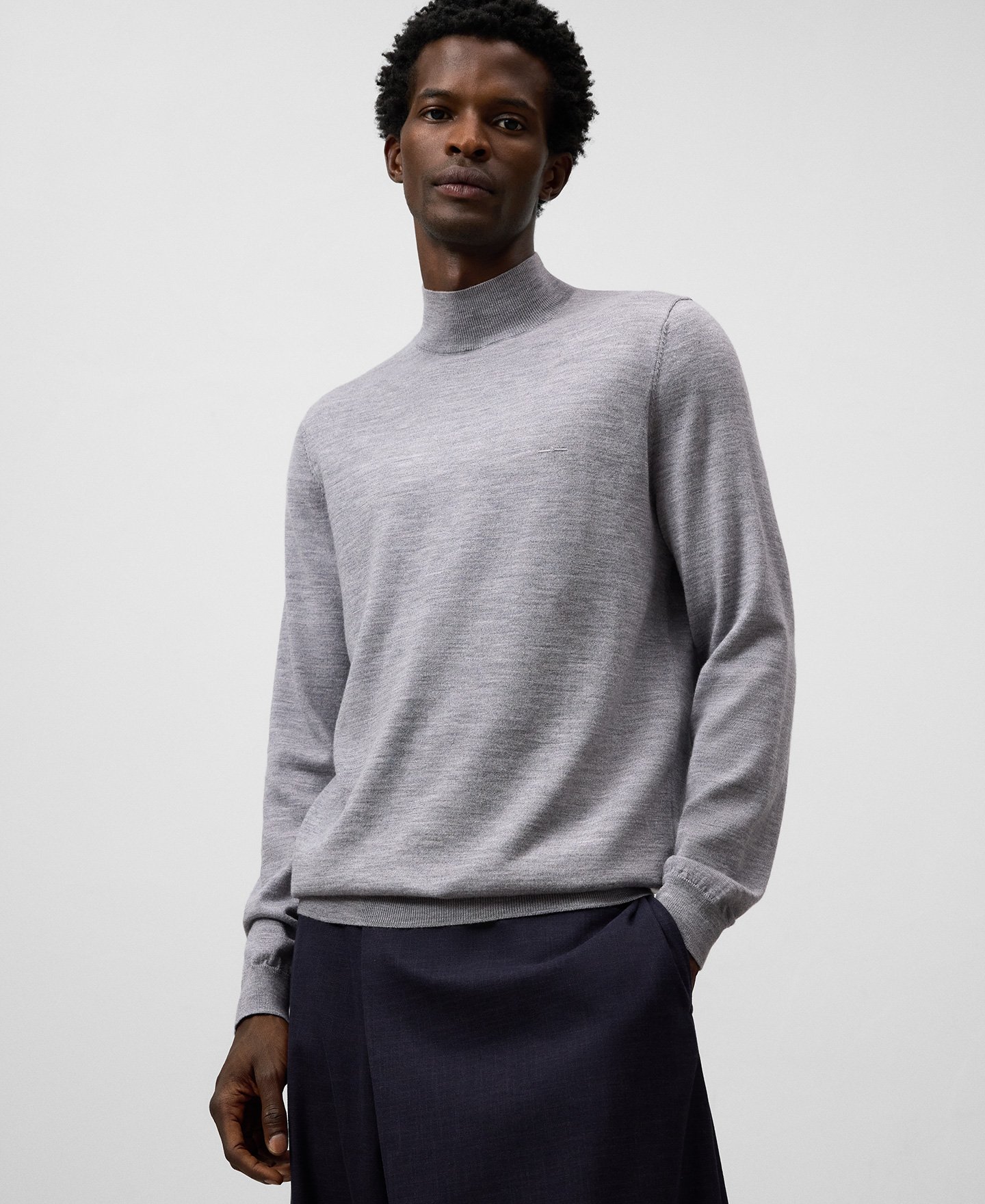 Merino wool perkins collar sweater man image number 0