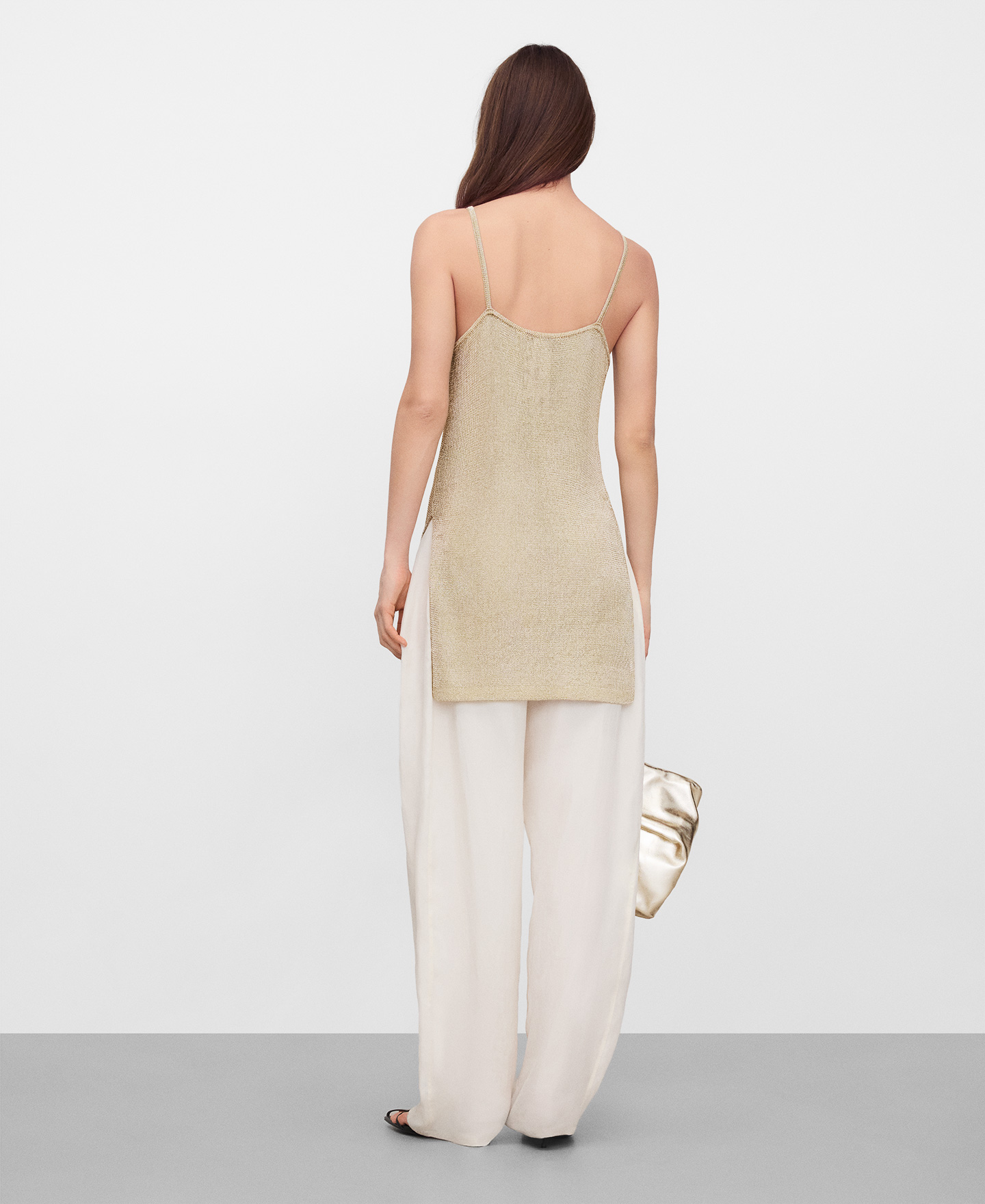 Metallic knit strappy top image number 2