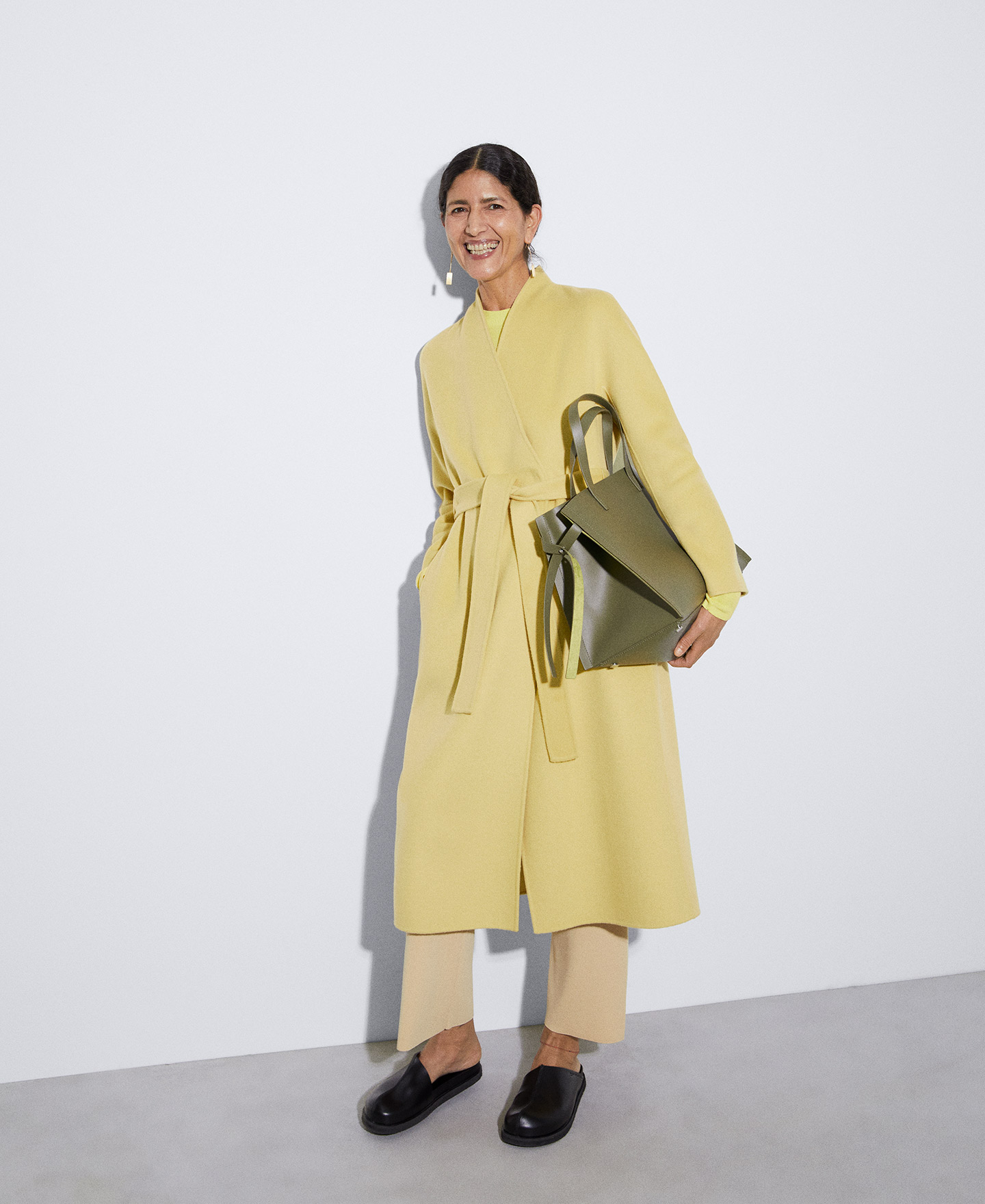 Double face wool V-neckline coat image number 1