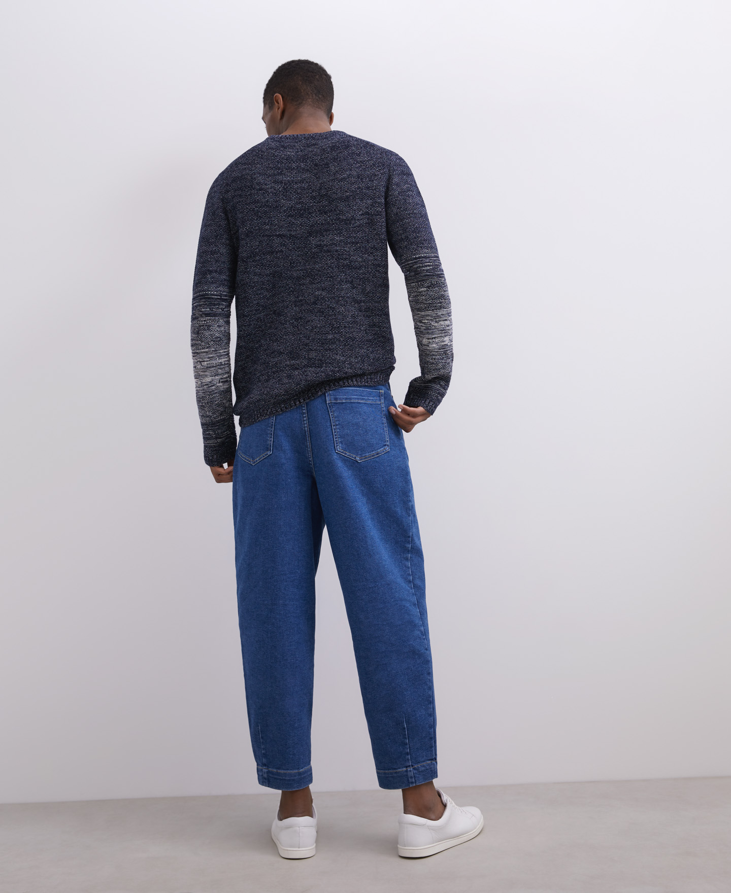 Combined cotton crew neck sweater image number 1