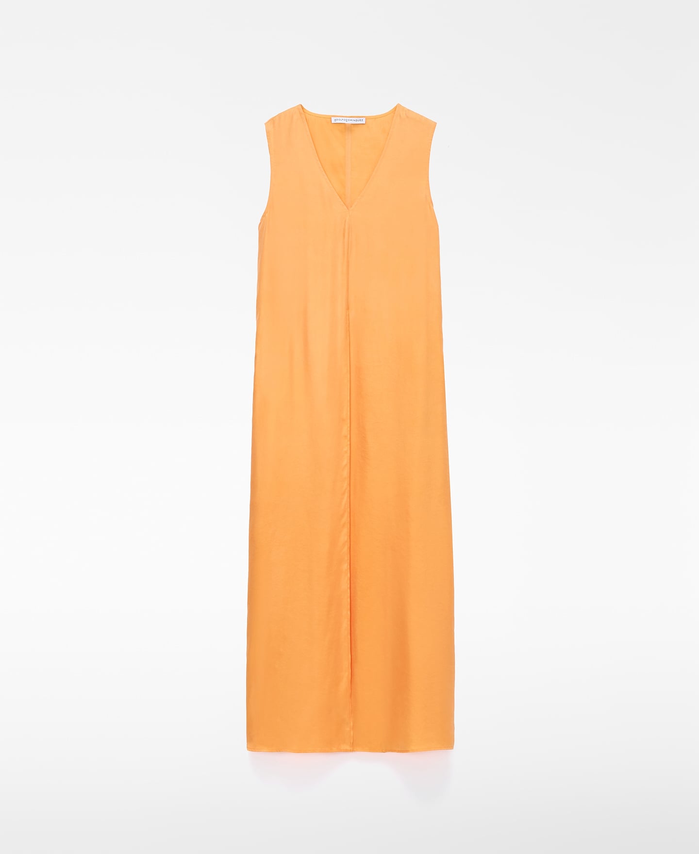 V-neckline satin long dress image number 4