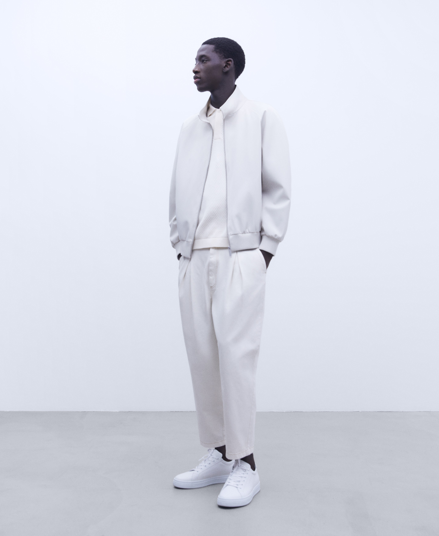 Mandarin collar bomber jacket image number 1