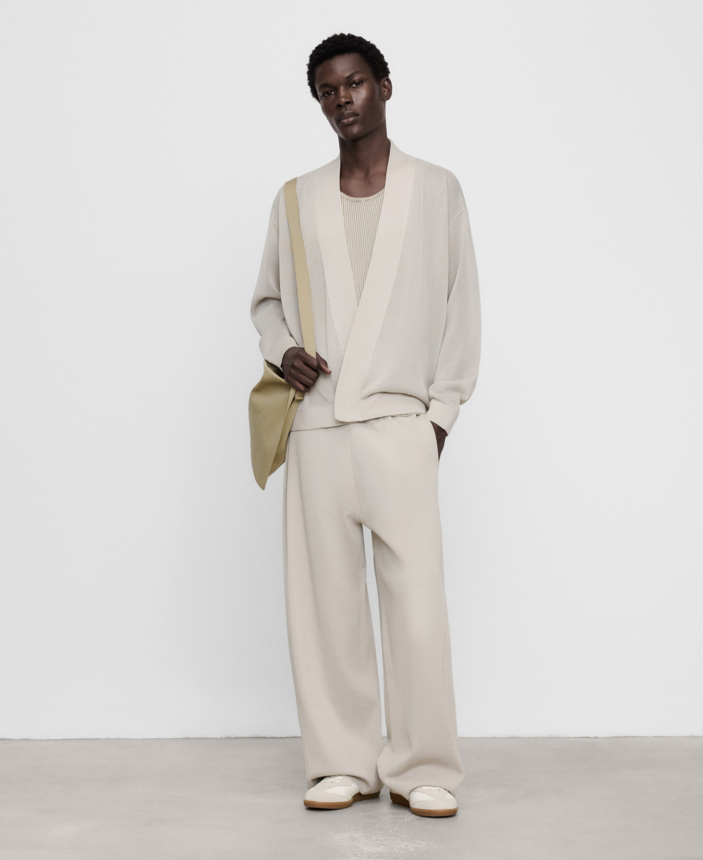 Semi-sheer knit kimono jacket image number 1