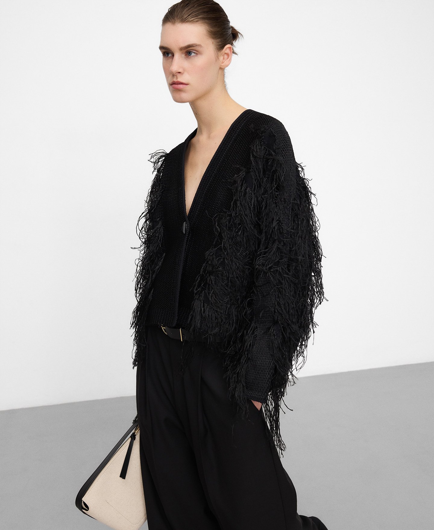 C&aacute;rdigan corto flecos image number 0