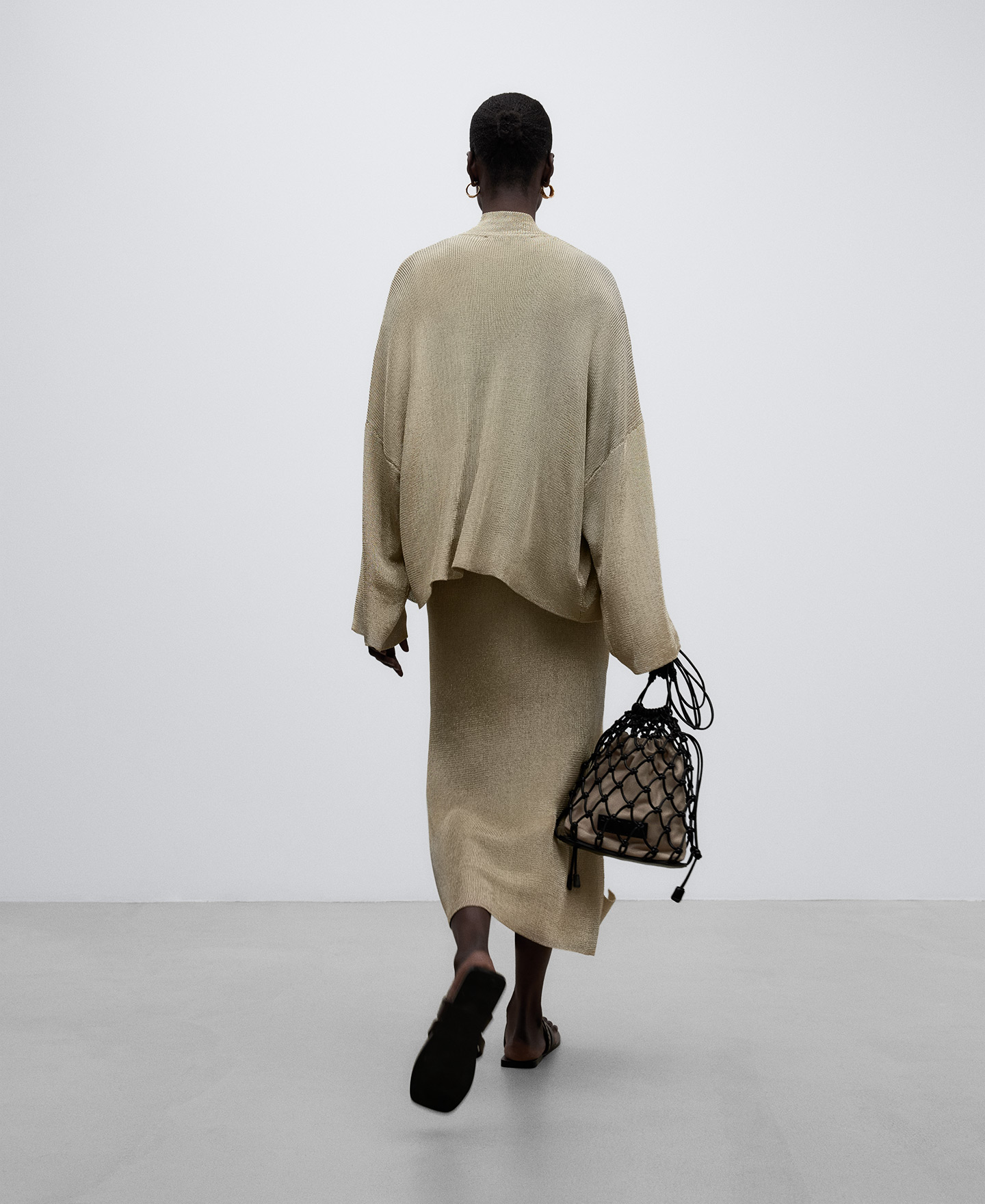 Gold knit kimono jacket woman image number 2