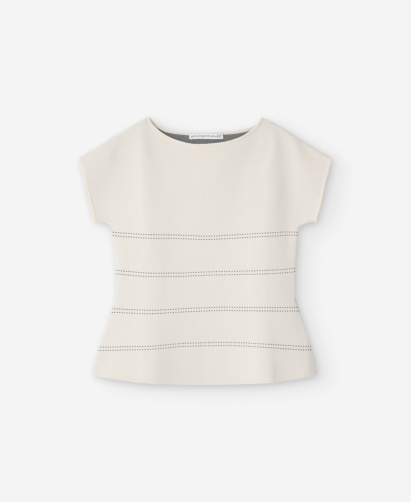 Bateau neckline top with stitching woman image number 4