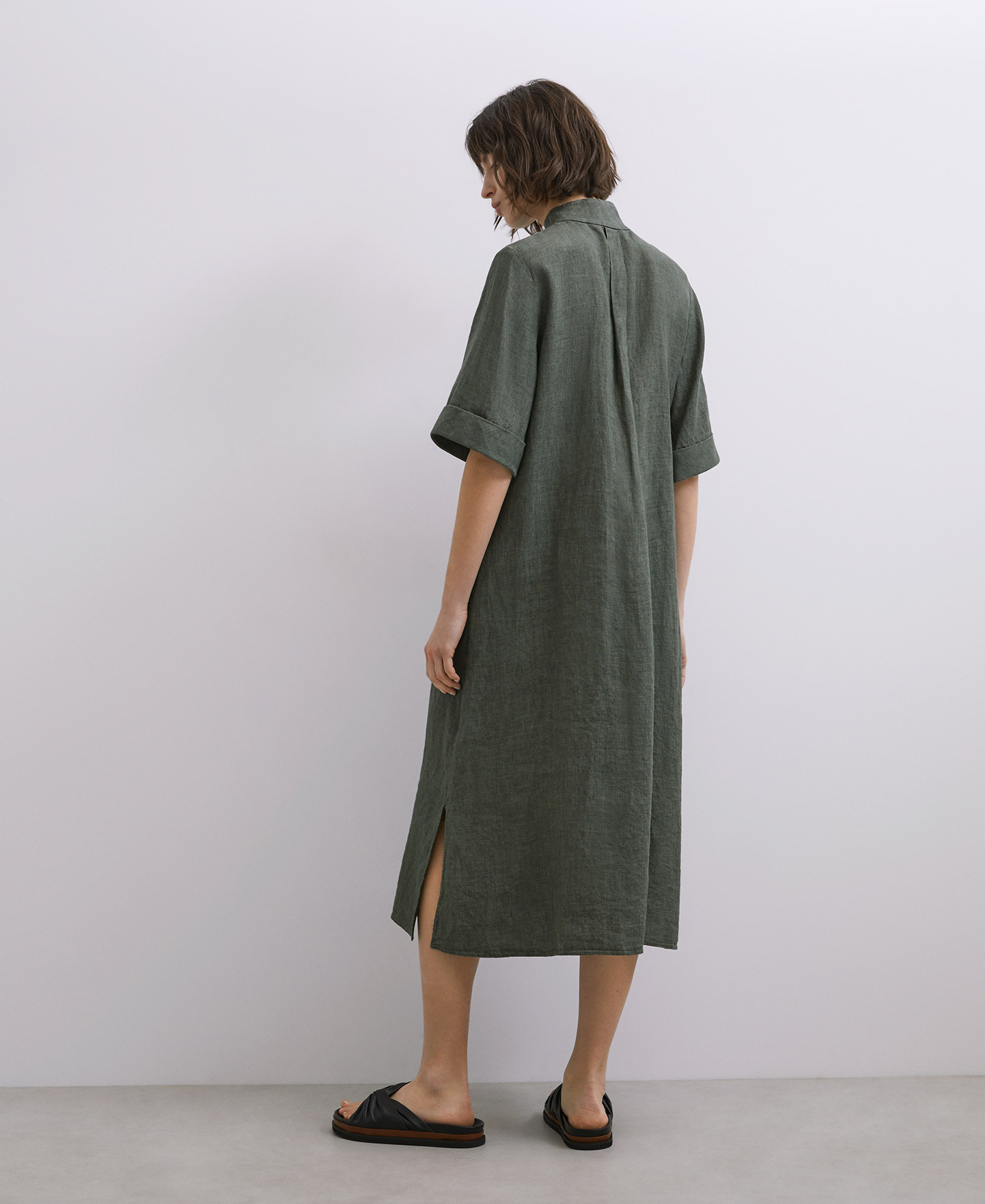 Midi dress in natural European linen image number 1