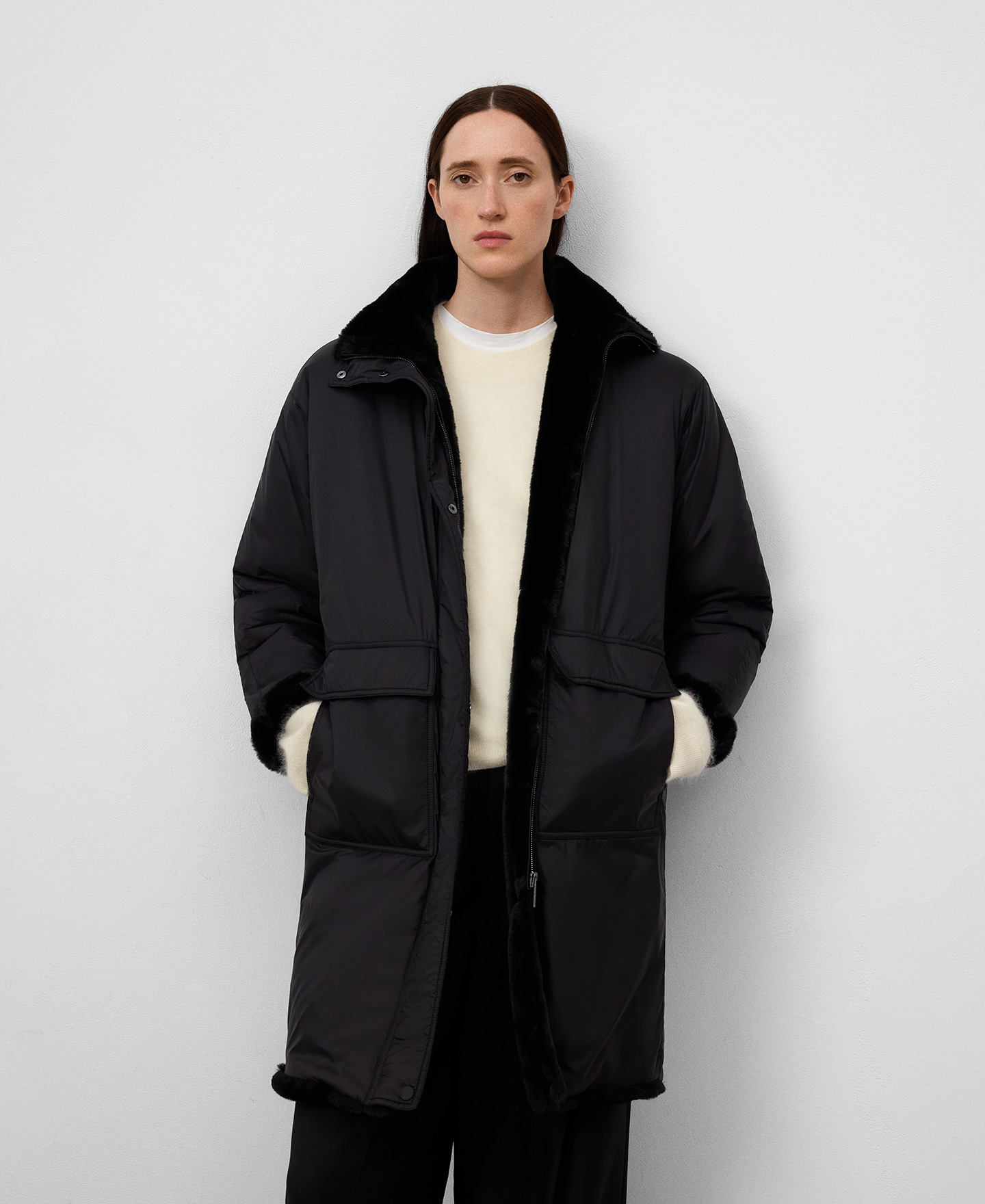 Nylon funnel neck parka woman image number 0