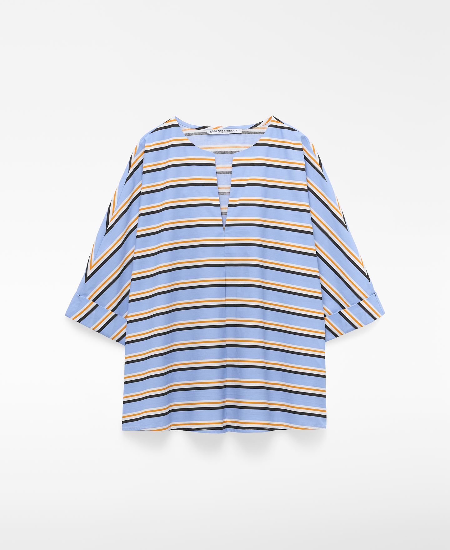 Blusa rayas escote pico algod&oacute;n image number 4