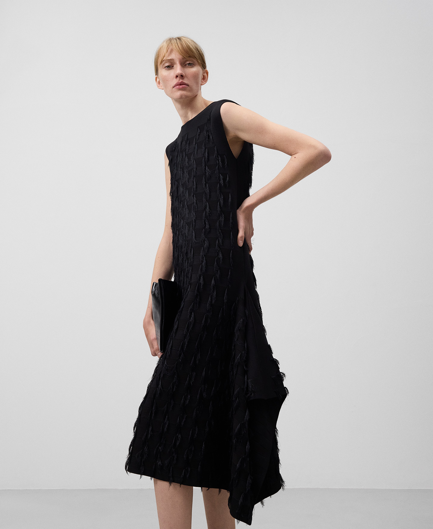Knit dress with fringe detailing woman image number 0