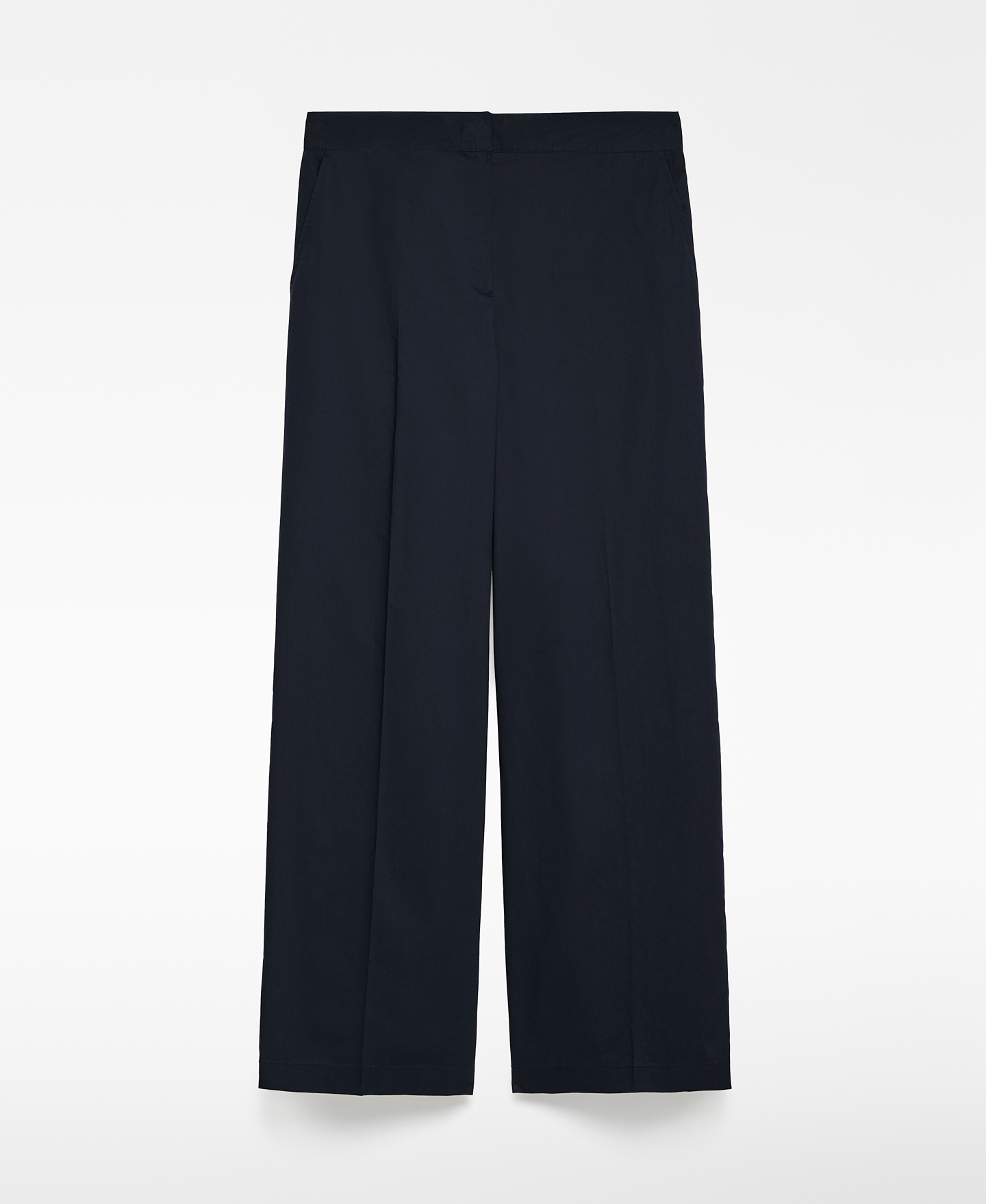 Cotton navy blue straight trousers woman image number 4