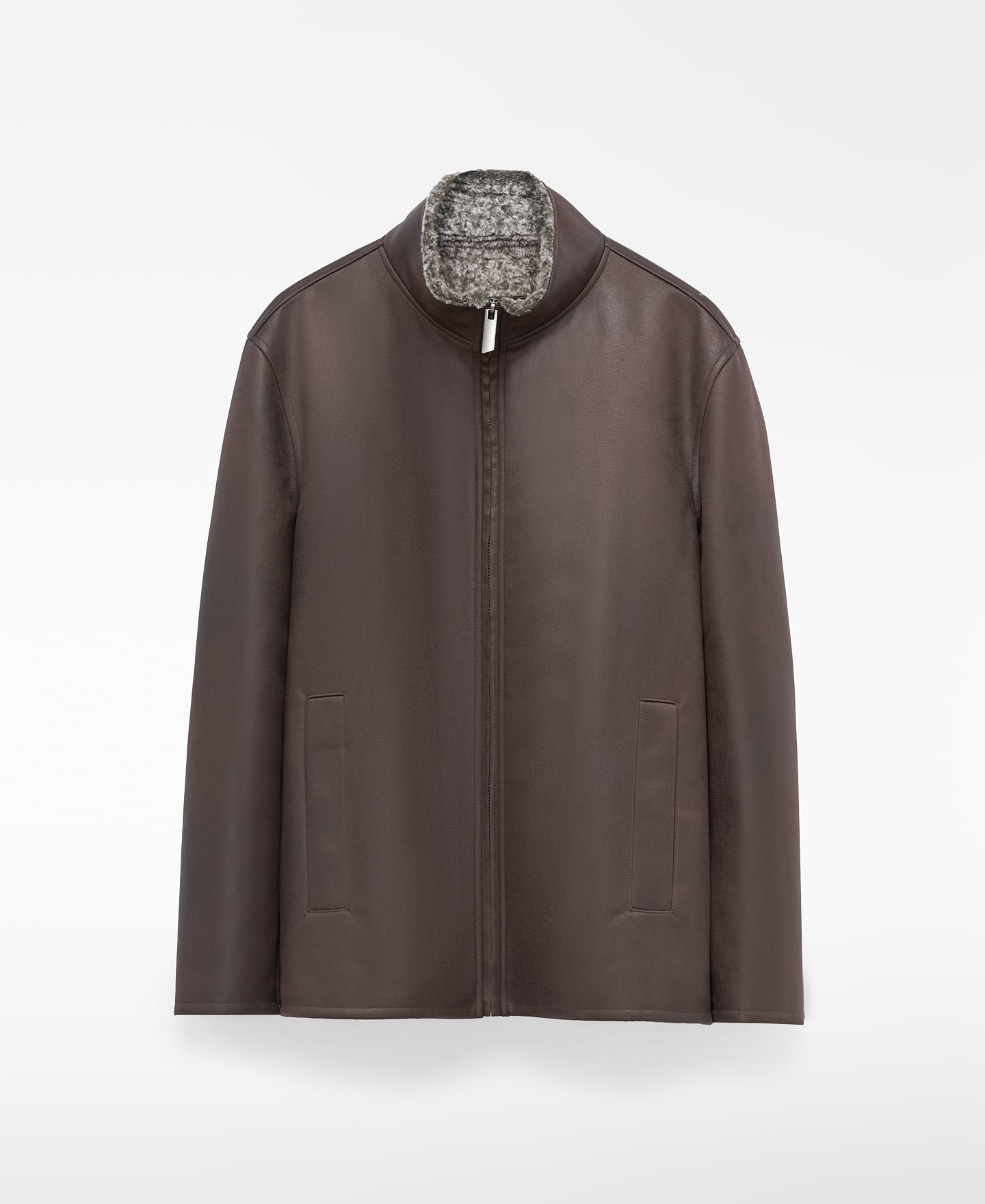 Leather-Non-Leather band collar jacket image number 4