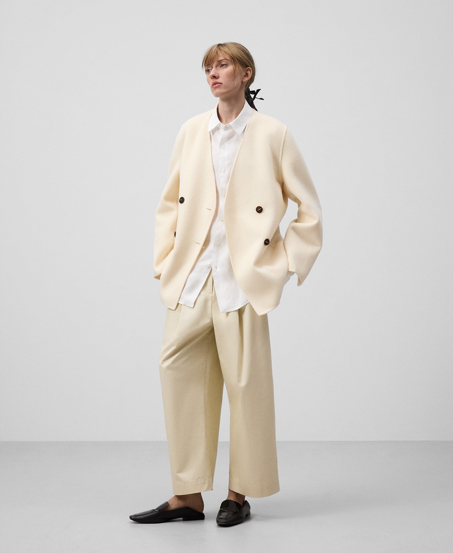 Beige merino wool blend blazer woman image number 1