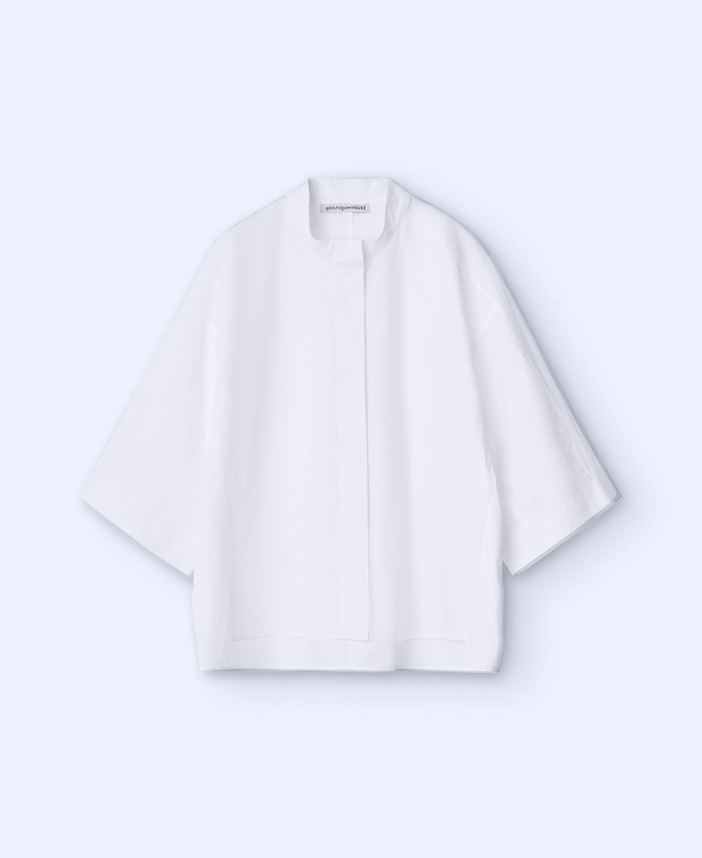 Cotton poplin Mandarin collar shirt image number 4