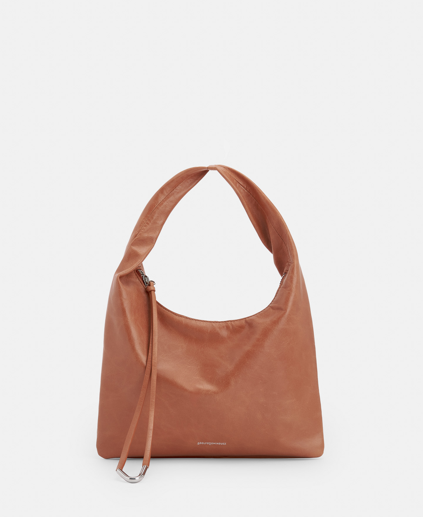 Leather hobo bag with turned handle image number 0